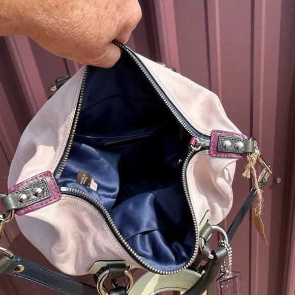 Coach Madison Sabrina Spectator Handbag Purple & Cream Satchel Purse - Picture 12 of 12